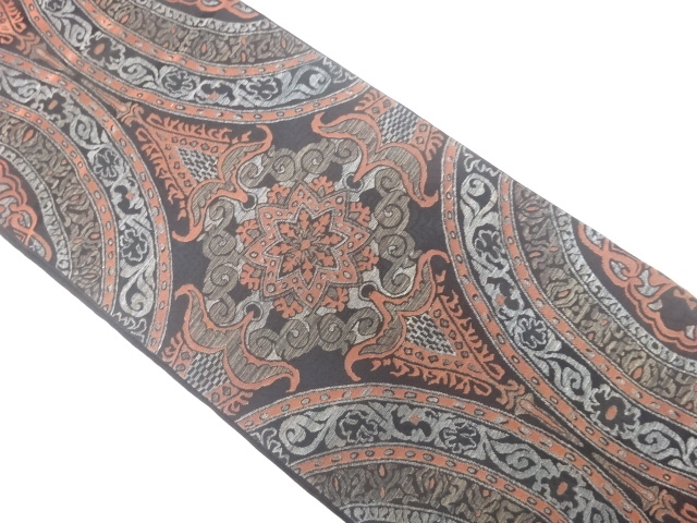 JAPANESE KIMONO / ANTIQUE FUKURO OBI / SILK / WOVEN FLOWER CREST